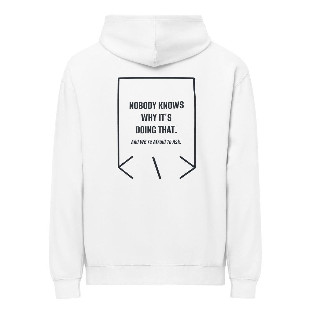 Nobody Knows Why It's Doing That. — White Navy Blazer back mockup