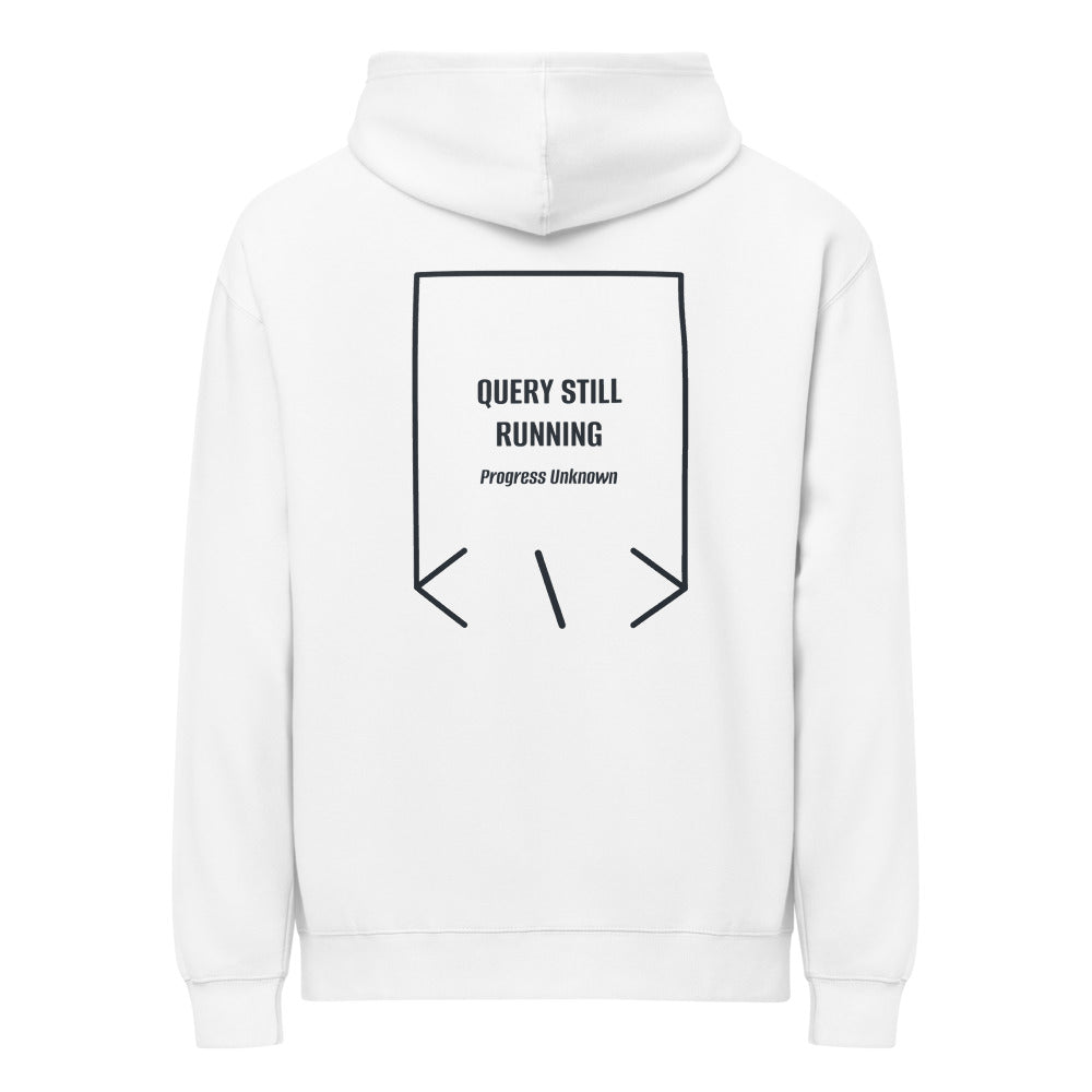 Query Still Running — White Navy Blazer back mockup