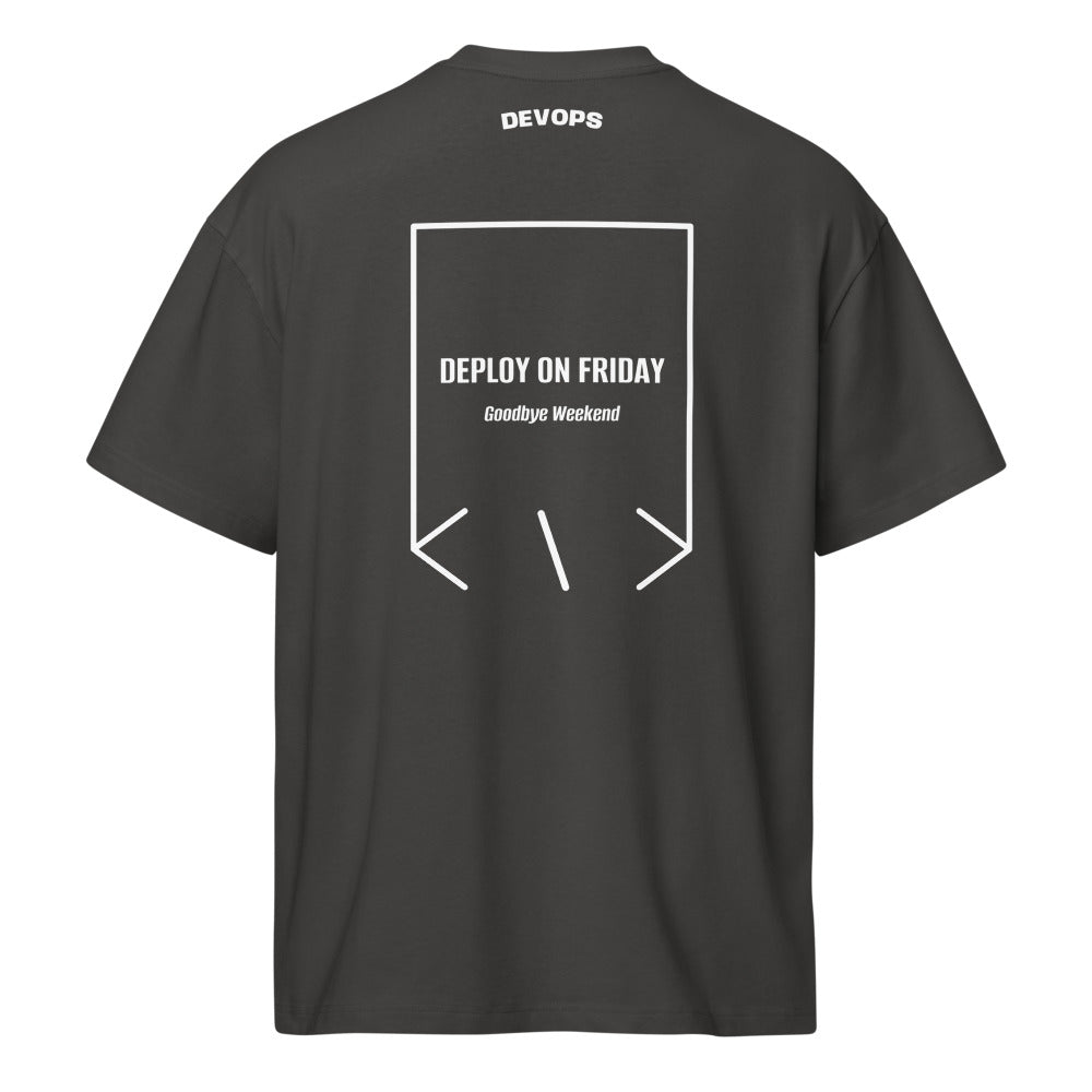 Deploy On Friday — Vintage Black White back mockup