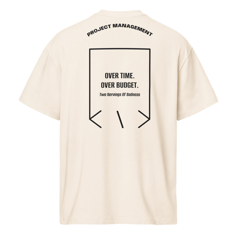 Over Time. Over Budget. — Vintage White Black back mockup