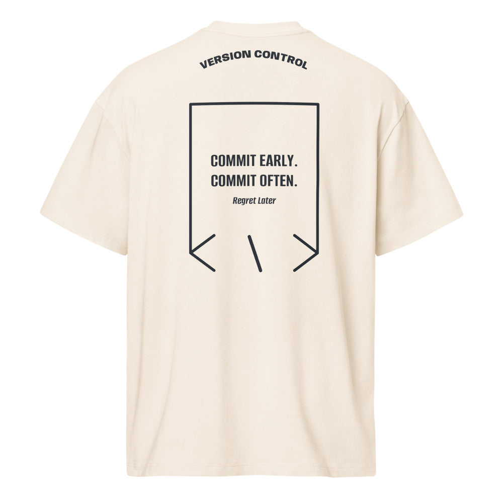 Commit Early. Commit Often. — Vintage White Navy Blazer back mockup