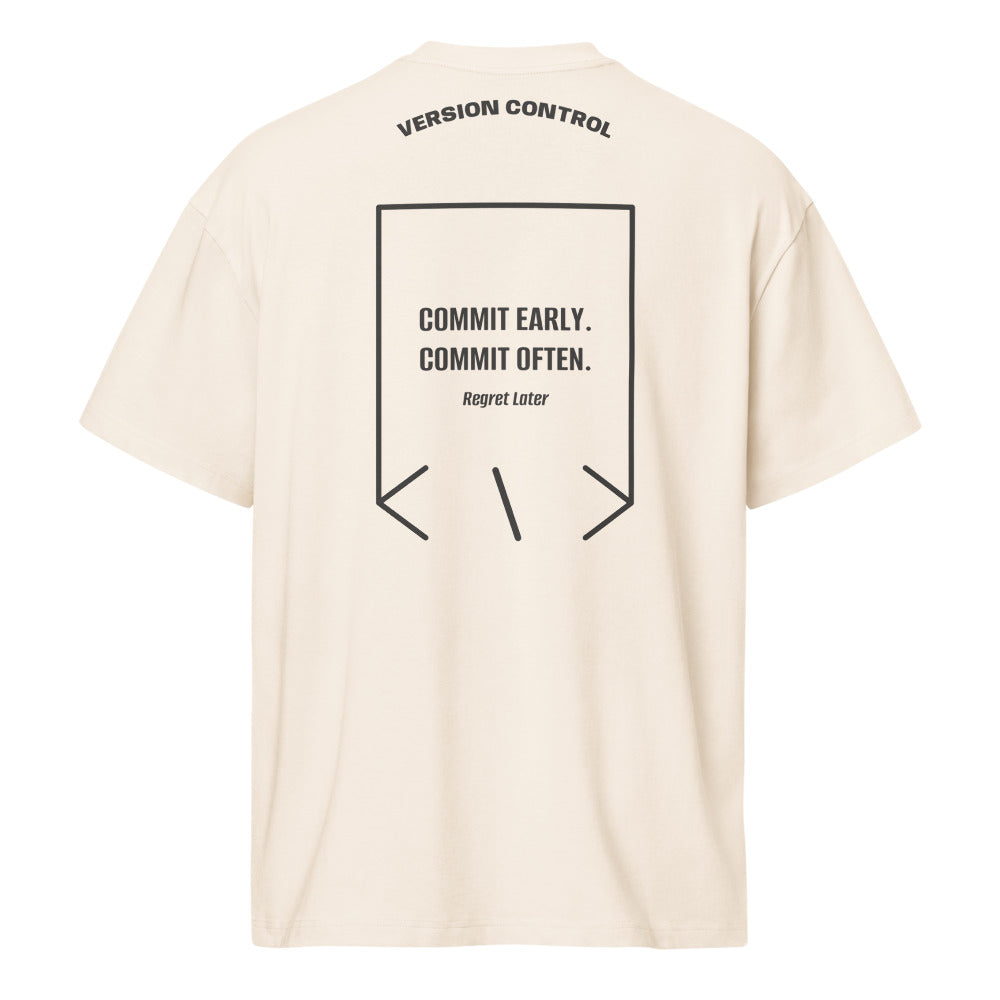 Commit Early. Commit Often. — Vintage White Vintage Black back mockup