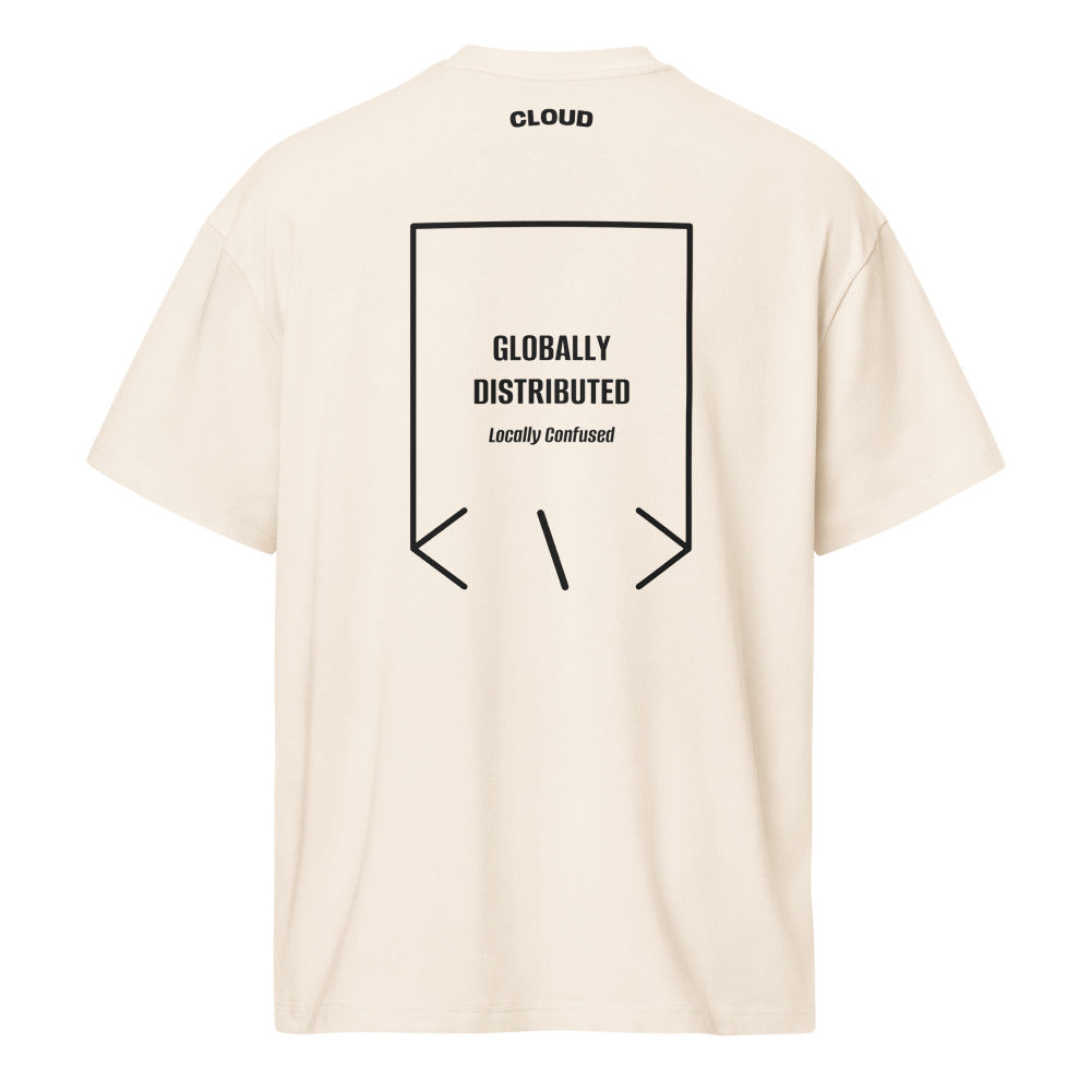 Globally Distributed — Vintage White Black back mockup
