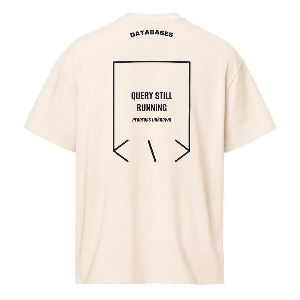 Query Still Running — Vintage White Black back mockup