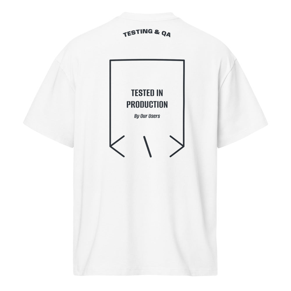 Tested In Production — White Navy Blazer back mockup