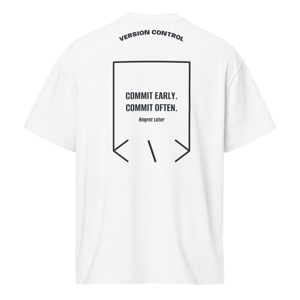Commit Early. Commit Often. — White Navy Blazer back mockup