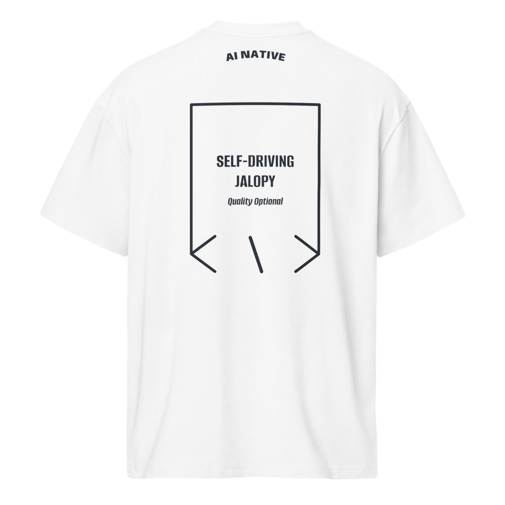 Self-Driving Jalopy — White Navy Blazer back mockup