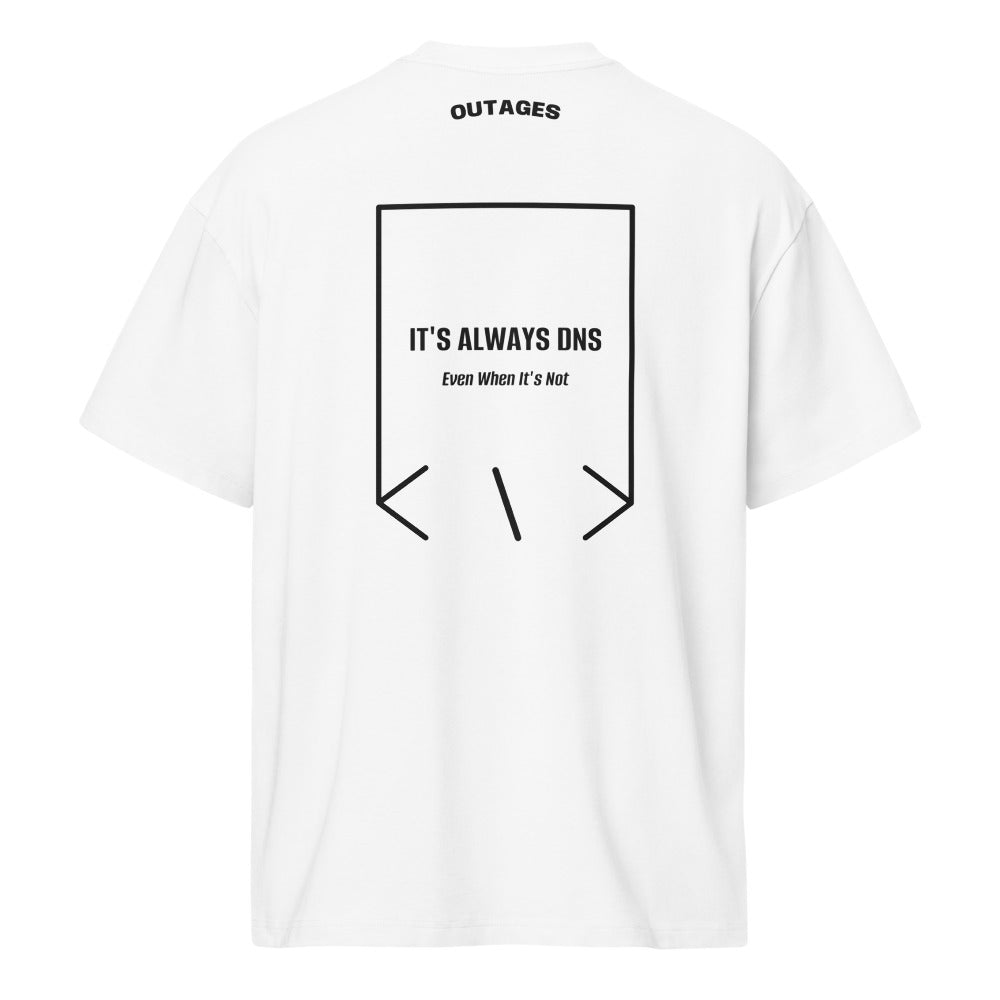 It's Always DNS — White Black back mockup
