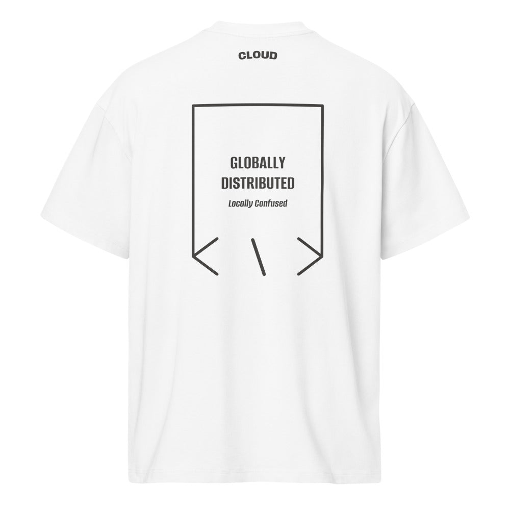 Globally Distributed — White Vintage Black back mockup