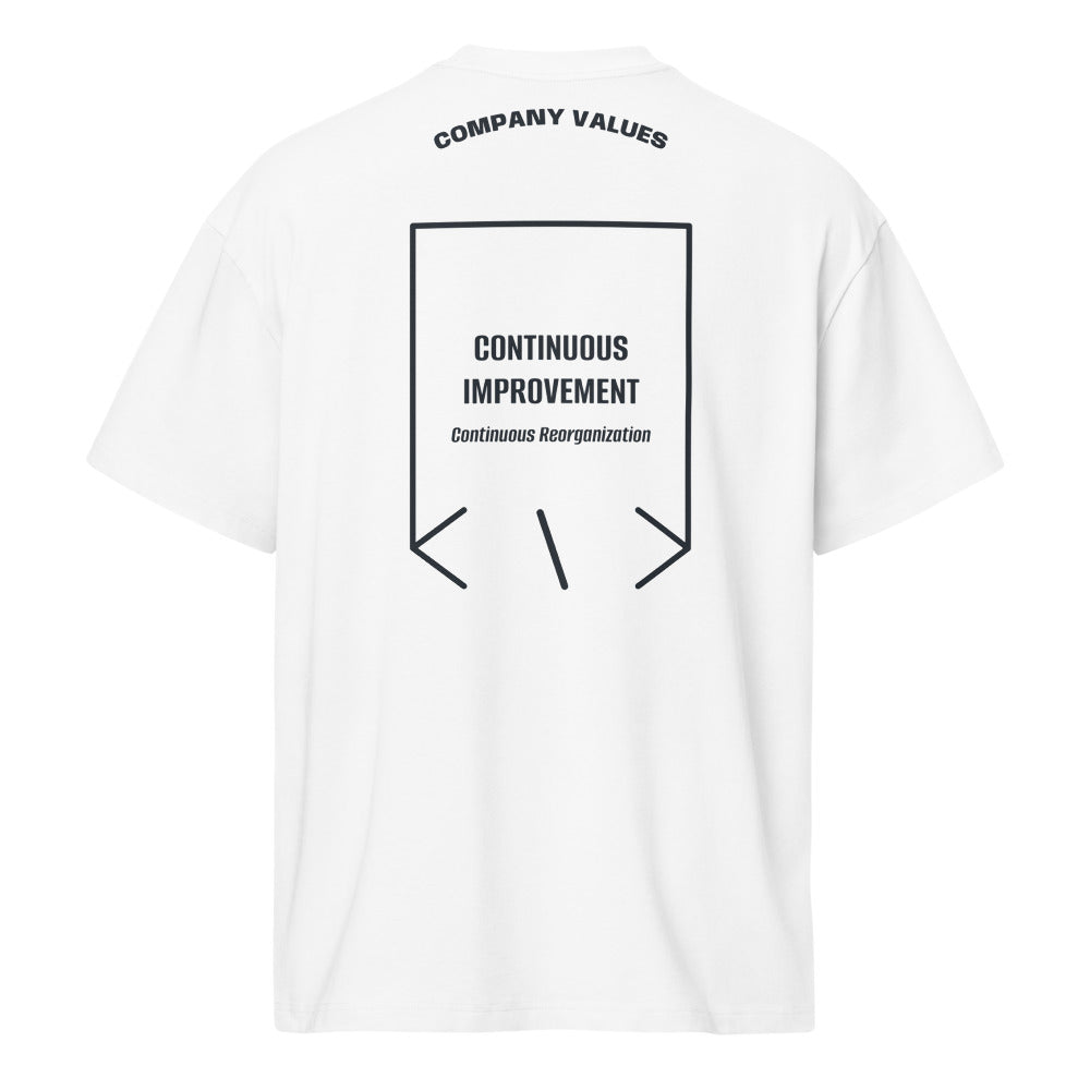 Continuous Improvement — White Navy Blazer back mockup