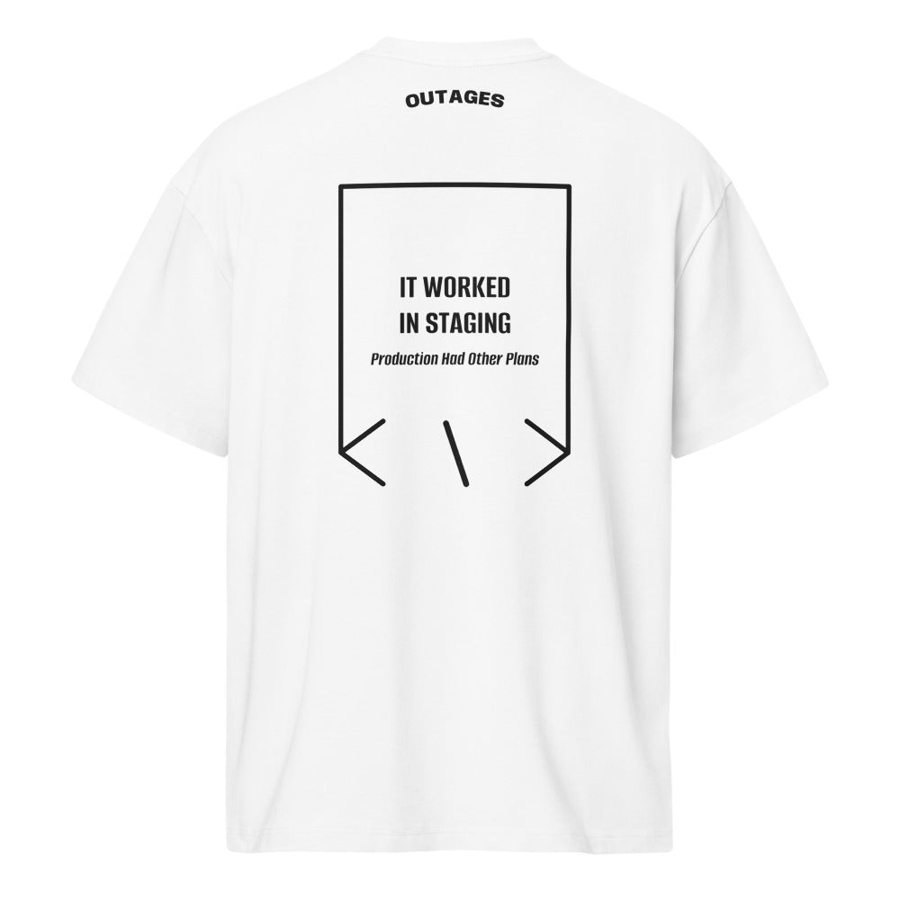 It Worked In Staging — White Black back mockup