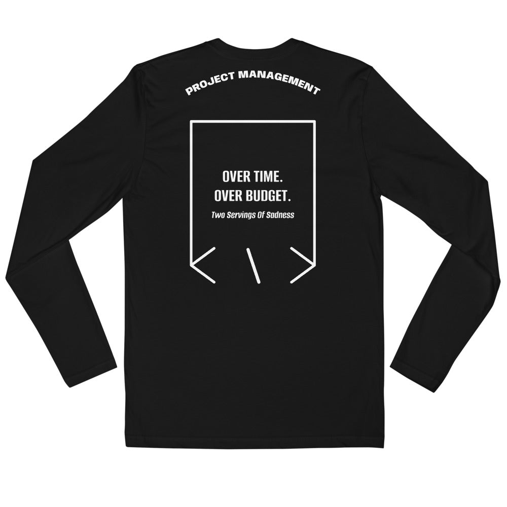 Over Time. Over Budget. — Black White back mockup