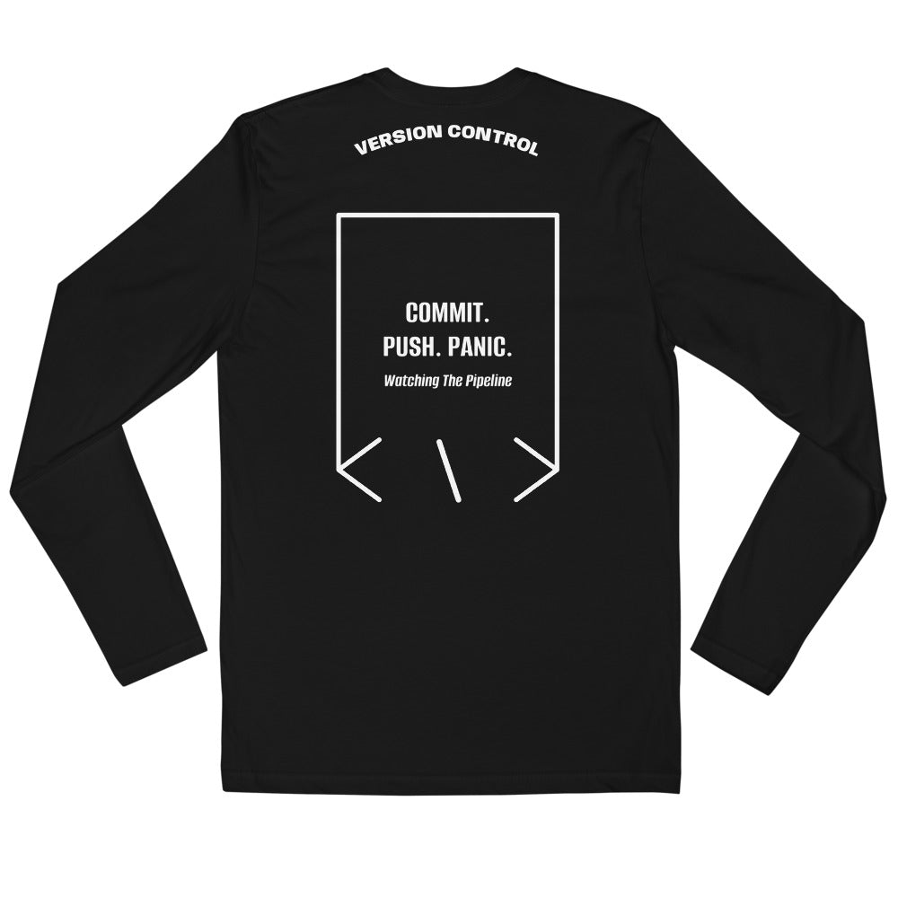 Commit. Push. Panic. — Black White back mockup