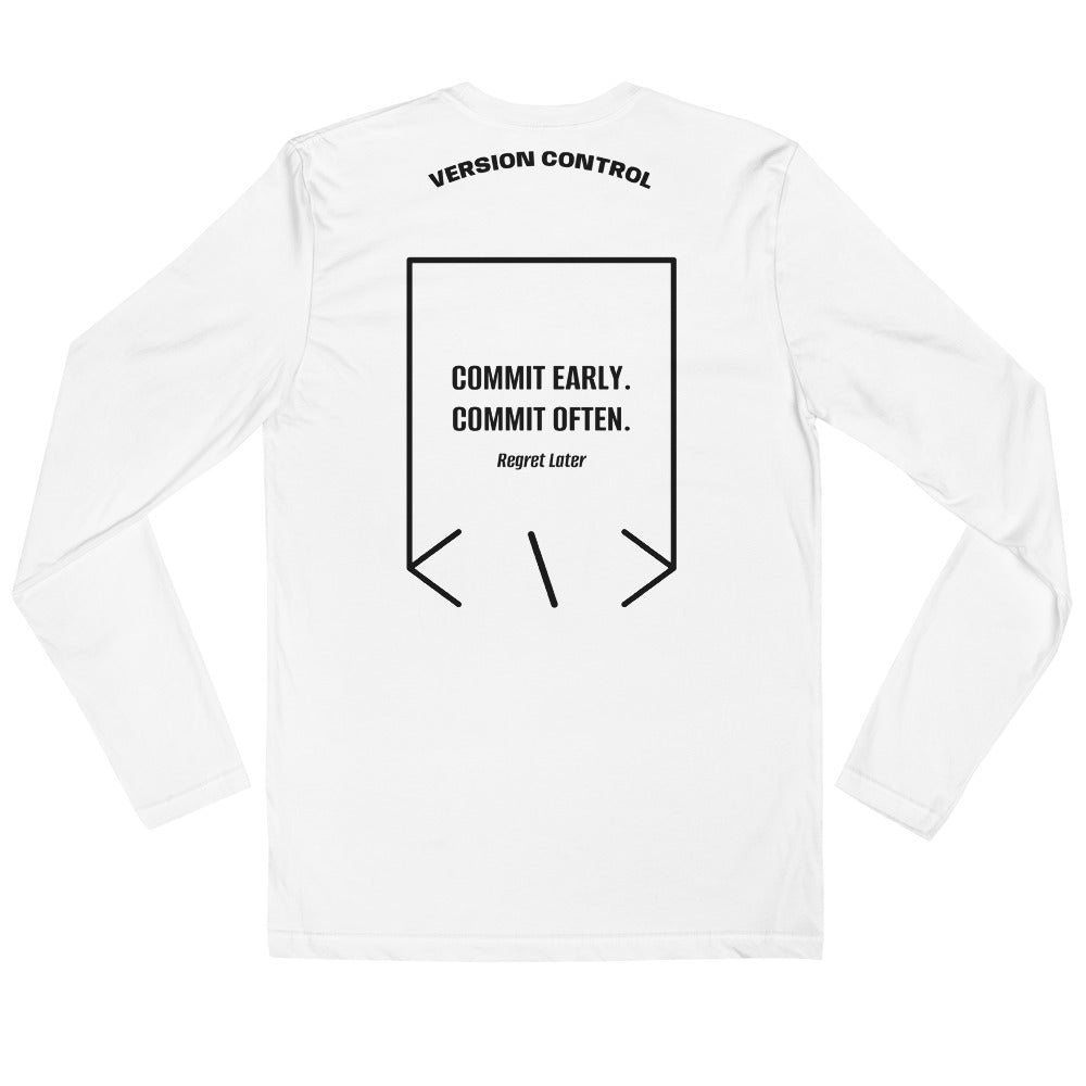 Commit Early. Commit Often. — White Black back mockup