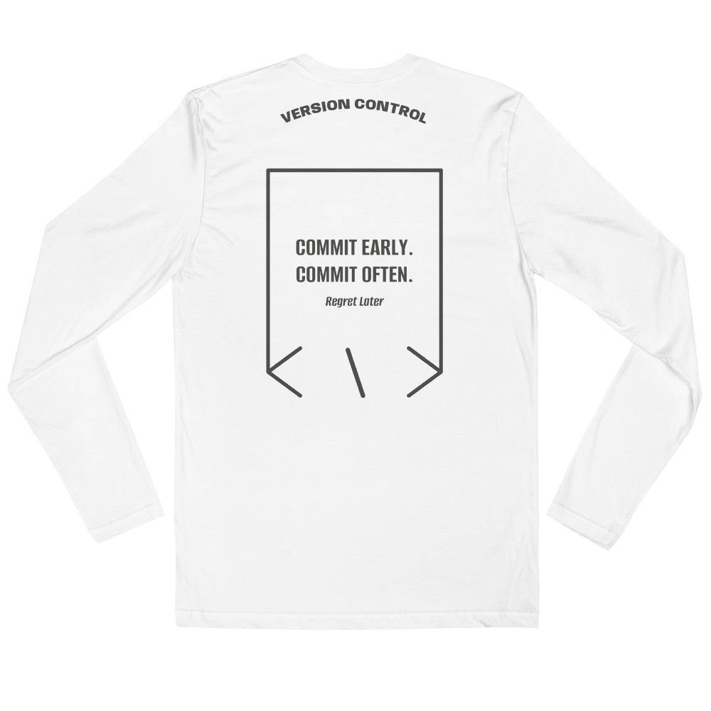 Commit Early. Commit Often. — White Heavy Metal back mockup