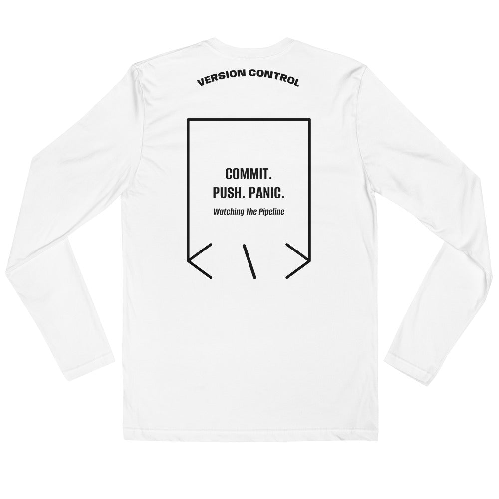 Commit. Push. Panic. — White Black back mockup