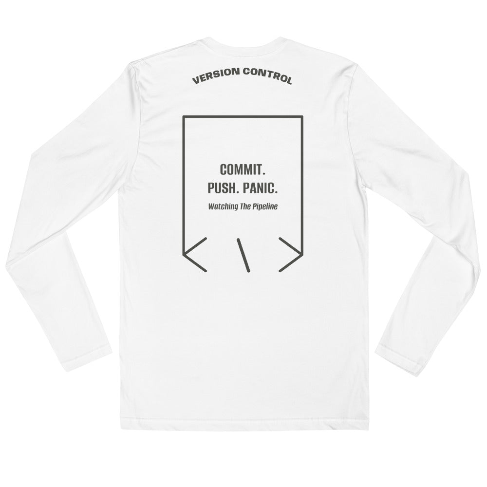 Commit. Push. Panic. — White Heavy Metal back mockup