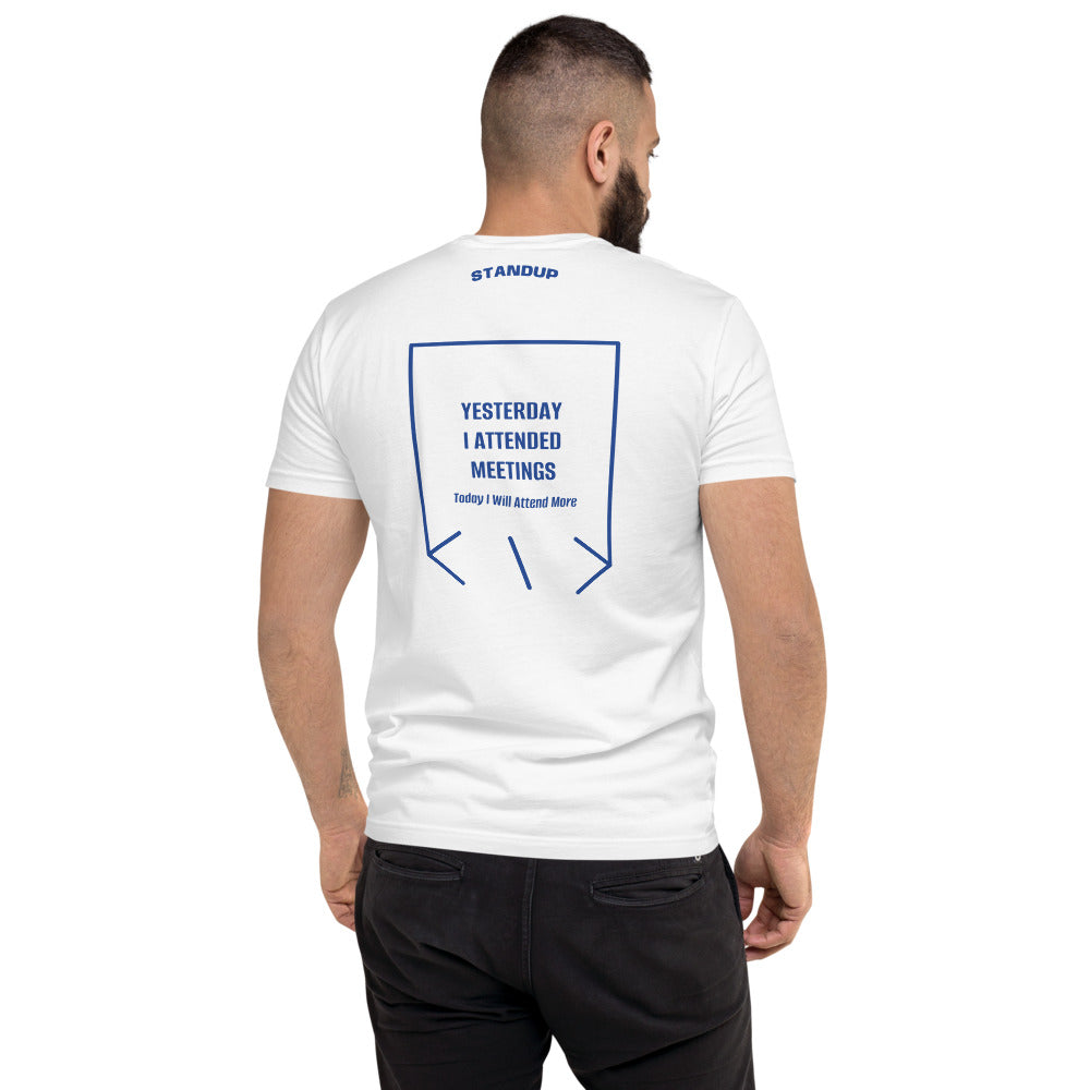 Yesterday I Attended Meetings — White Royal Blue back mockup