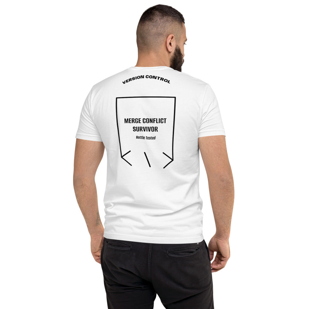 Merge Conflict Survivor — White Black back mockup