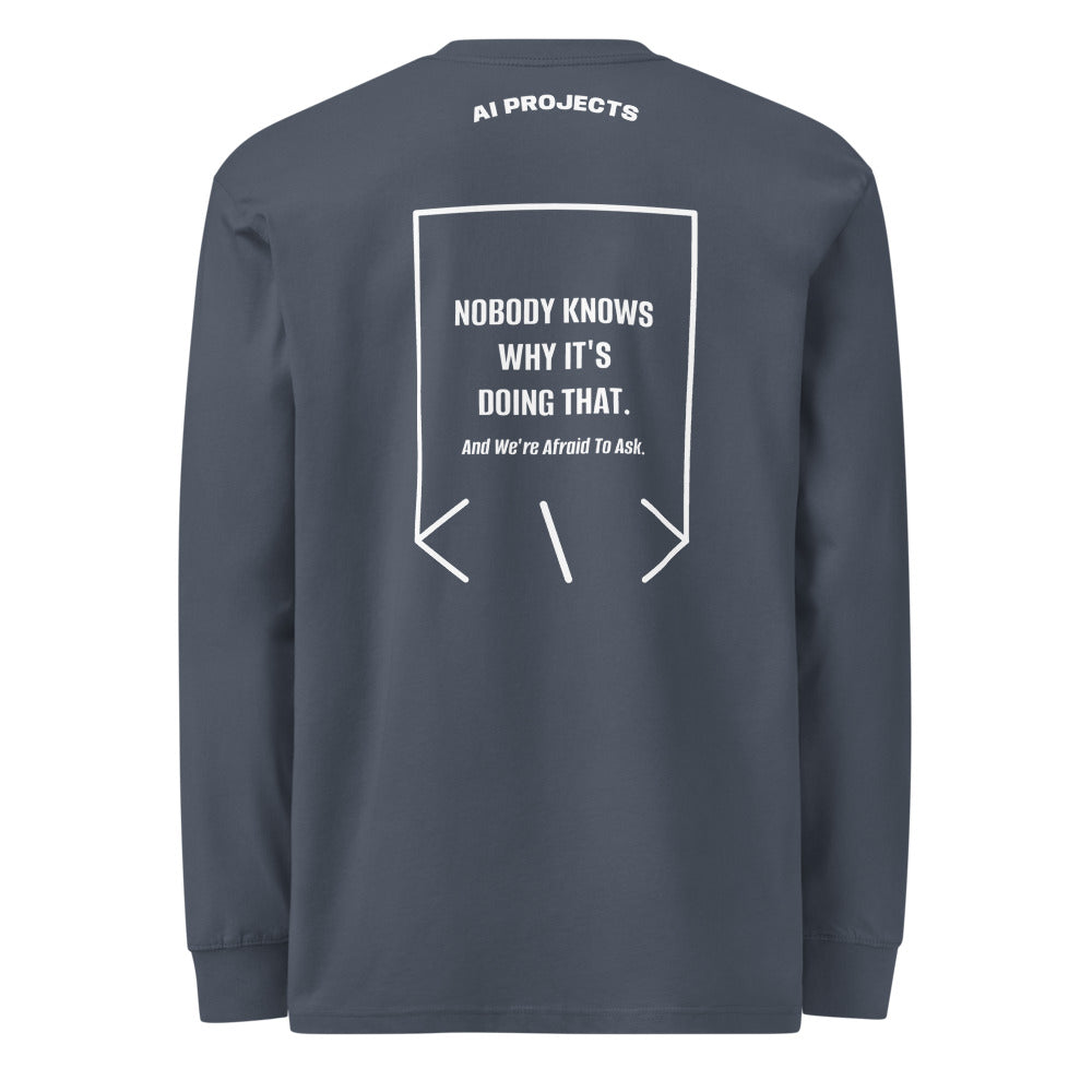 Nobody Knows Why It's Doing That. — Harbor Blue White back mockup