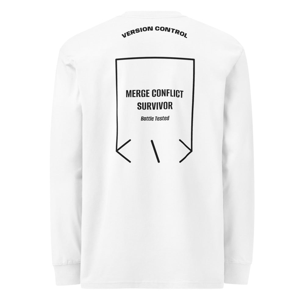 Merge Conflict Survivor — White Black back mockup