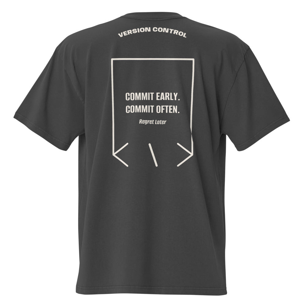 Commit Early. Commit Often. — Faded Black Faded Bone back mockup