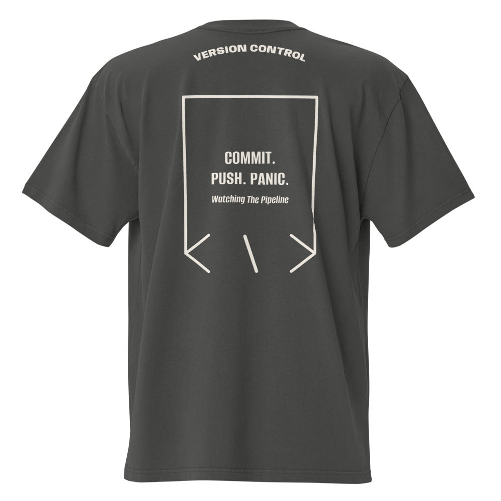 Commit. Push. Panic. — secondary back mockup