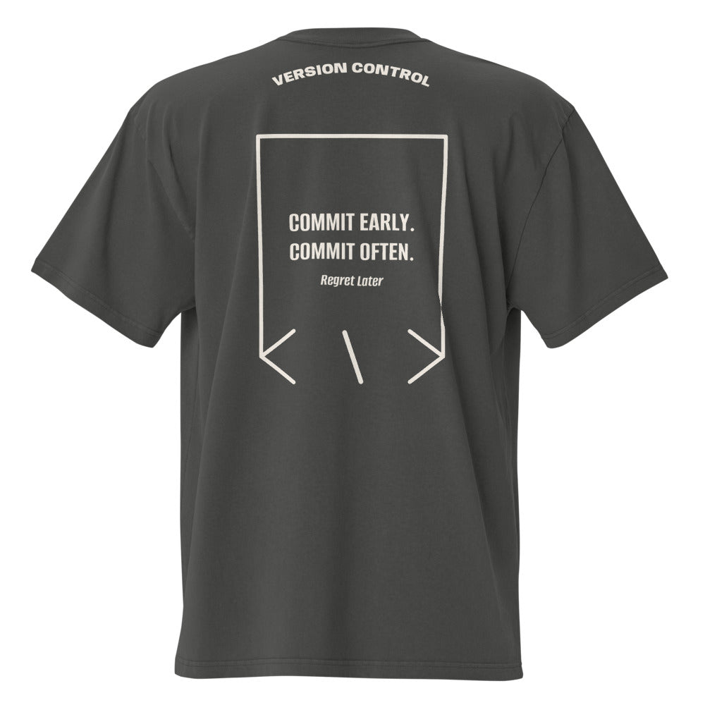 Commit Early. Commit Often. — Faded Coal Faded Bone back mockup