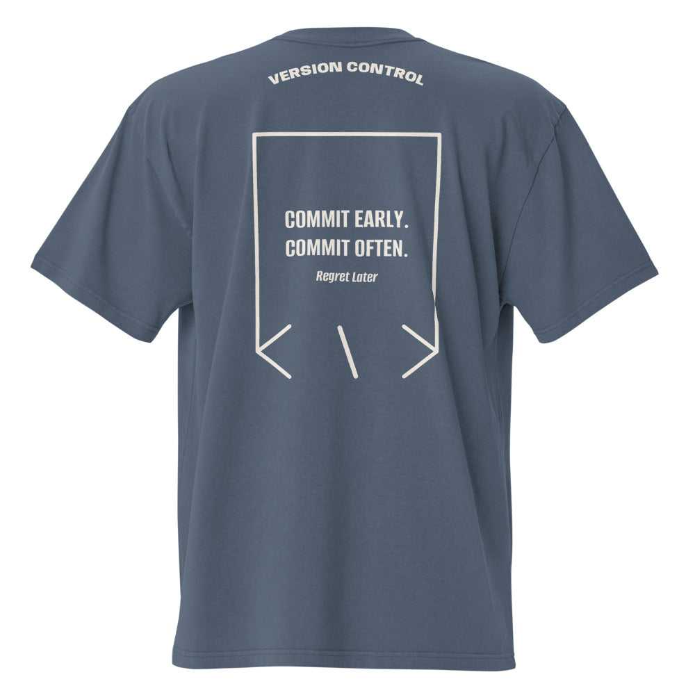 Commit Early. Commit Often. — Faded Indigo Faded Bone back mockup
