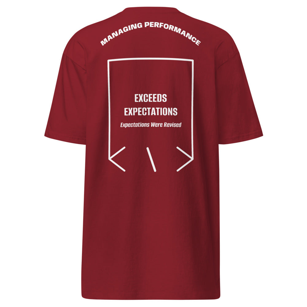 Exceeds Expectations — Brick Red White back mockup