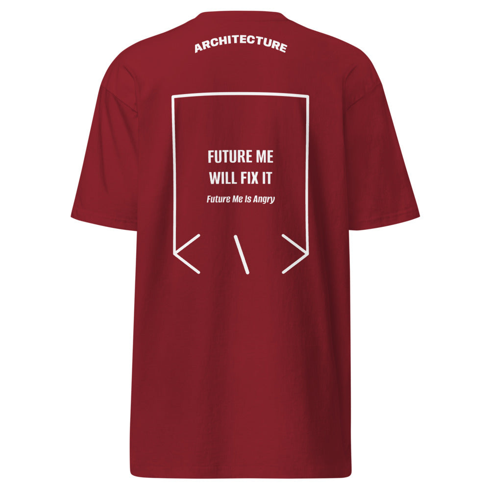 Future Me Will Fix It — Brick Red White back mockup