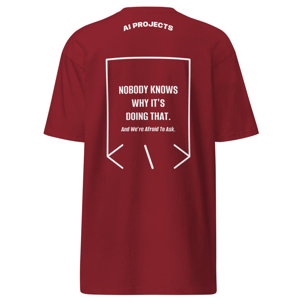 Nobody Knows Why It's Doing That. — Brick Red White back mockup