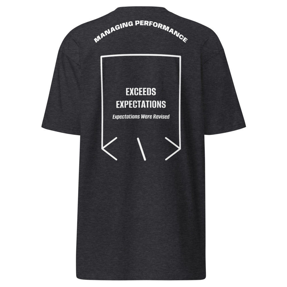 Exceeds Expectations — Charcoal Heather White back mockup