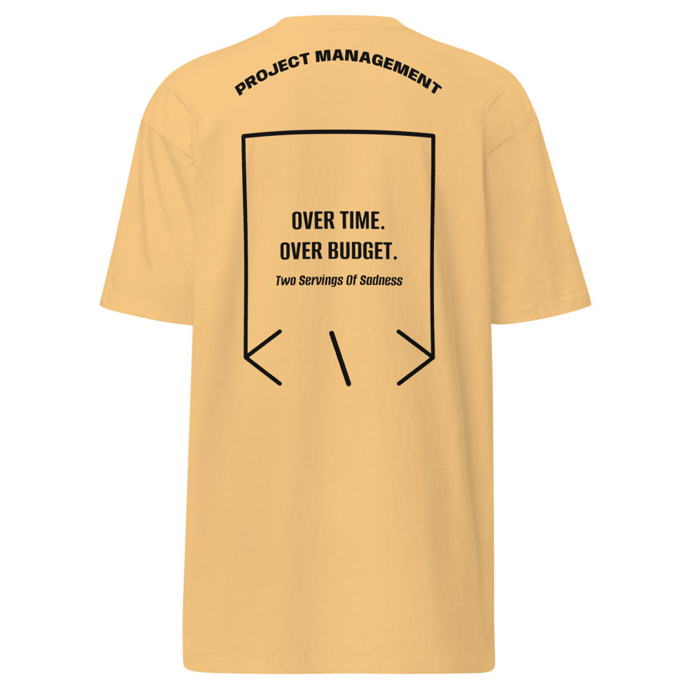 Over Time. Over Budget. — Vintage Gold Black back mockup