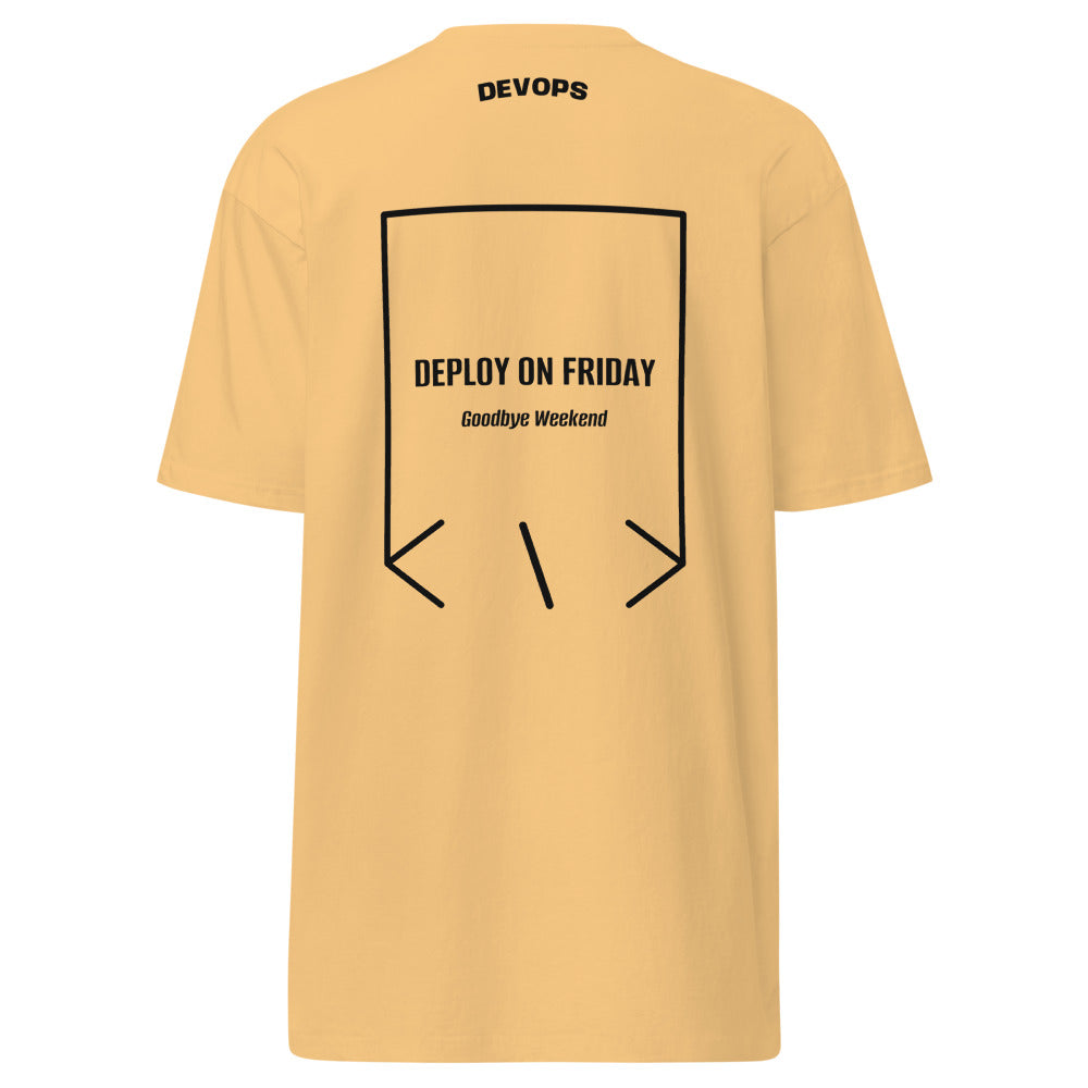 Deploy On Friday — Vintage Gold Black back mockup