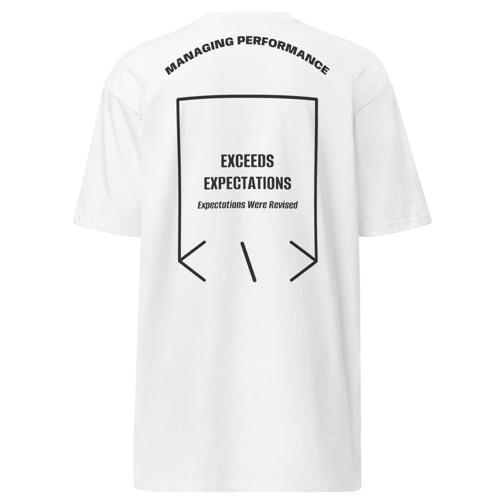 Exceeds Expectations — White Charcoal Heather back mockup