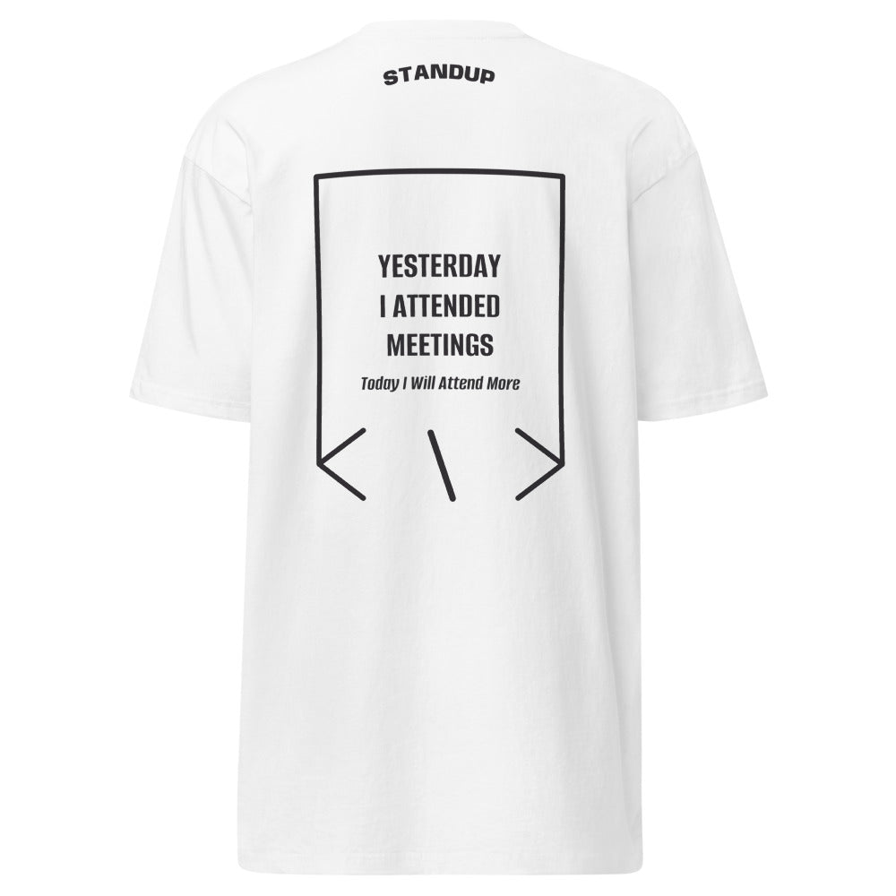 Yesterday I Attended Meetings — White Charcoal Heather back mockup