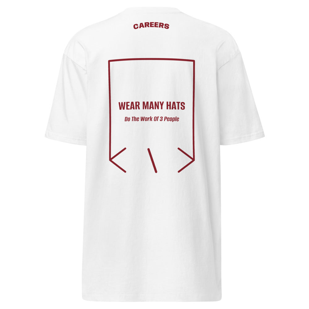 Wear Many Hats — White Brick Red back mockup
