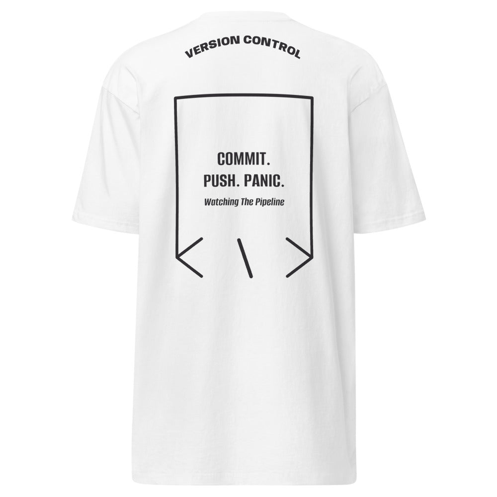 Commit. Push. Panic. — White Charcoal Heather back mockup