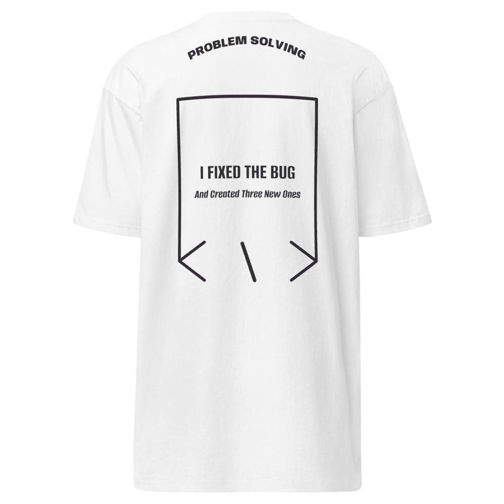 I Fixed The Bug — White Charcoal Heather back mockup