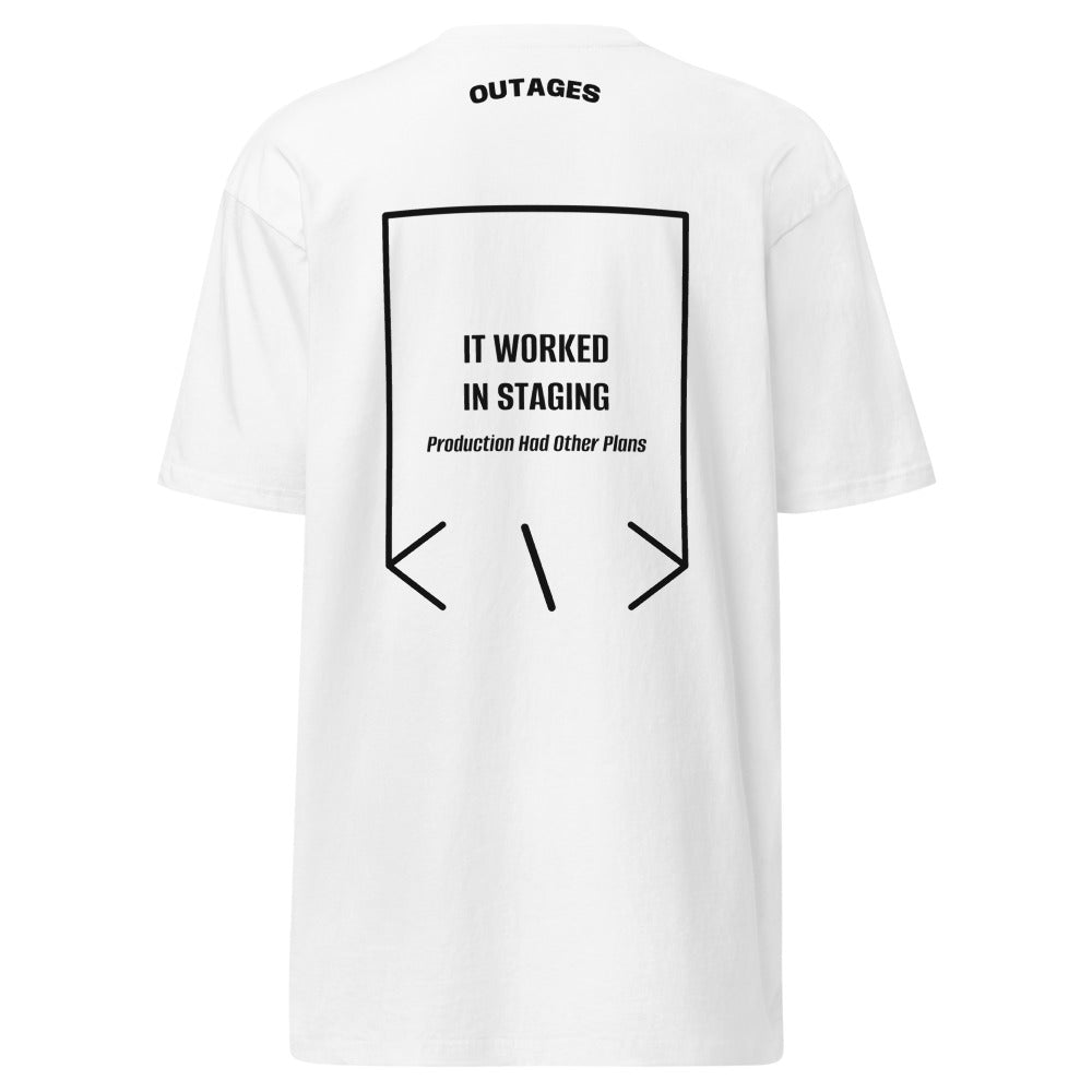 It Worked In Staging — White Black back mockup