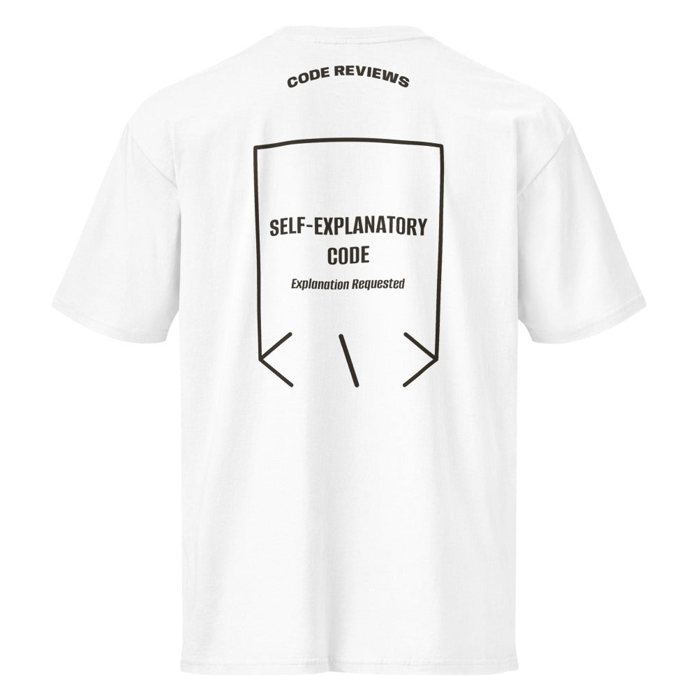 Self-Explanatory Code — White Vintage Black back mockup