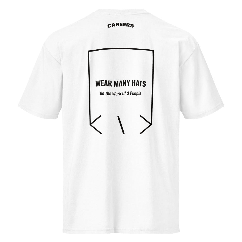 Wear Many Hats — White Black back mockup