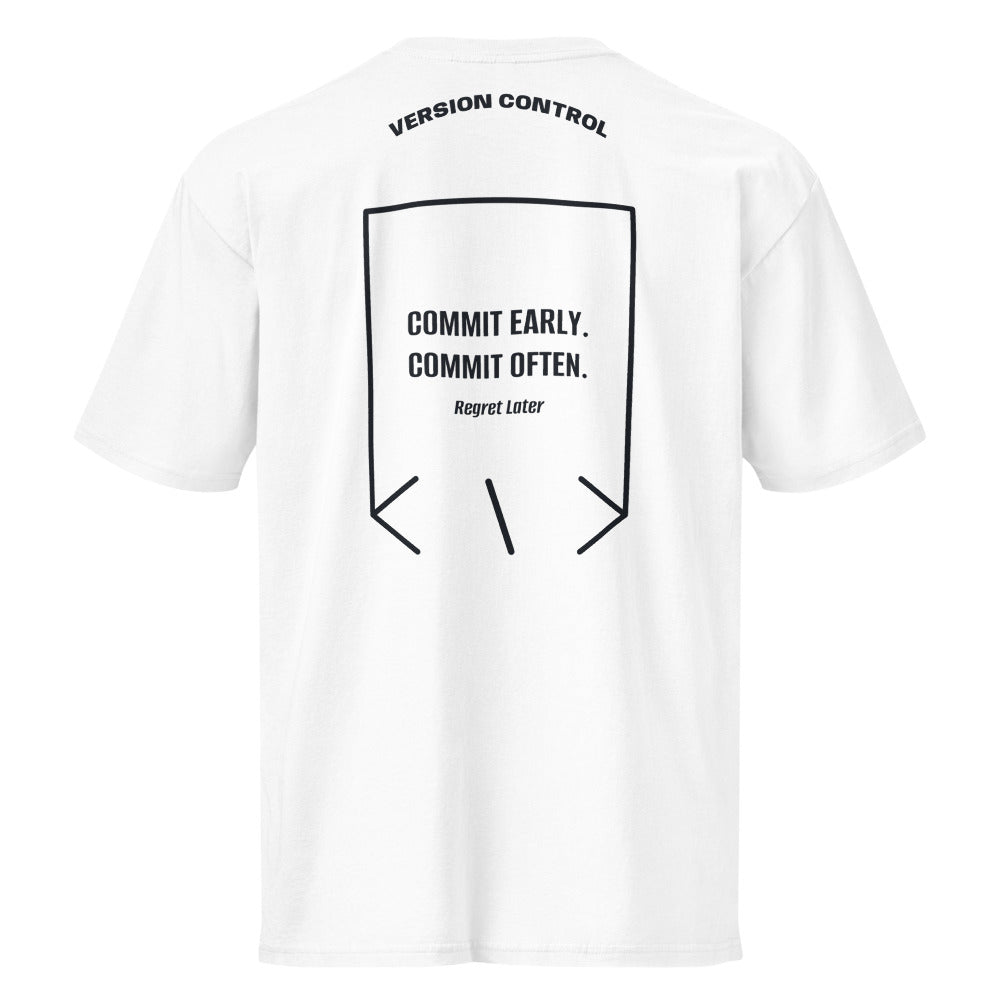 Commit Early. Commit Often. — White Navy Blazer back mockup