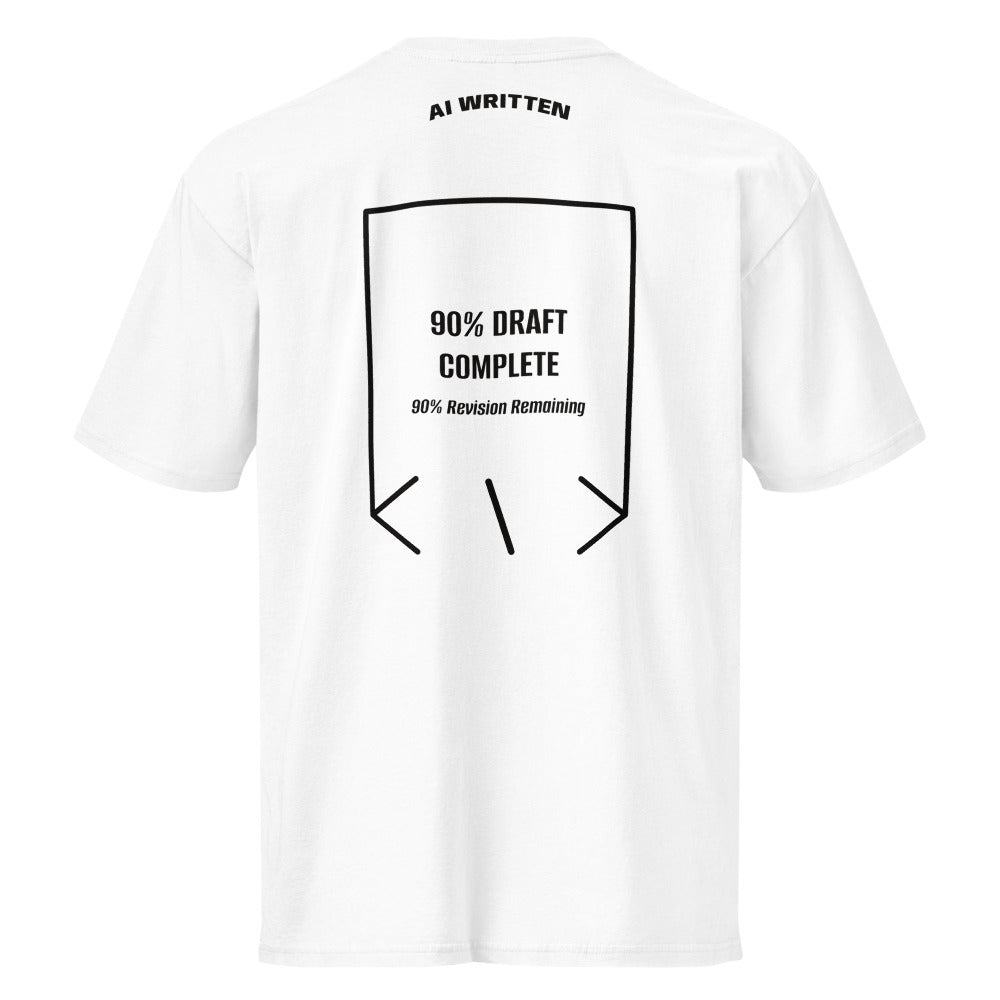 90% Draft Complete — White Black back mockup