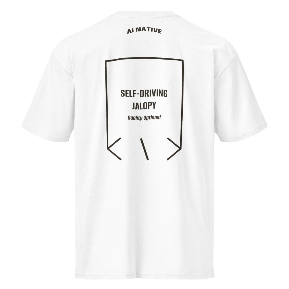Self-Driving Jalopy — White Vintage Black back mockup