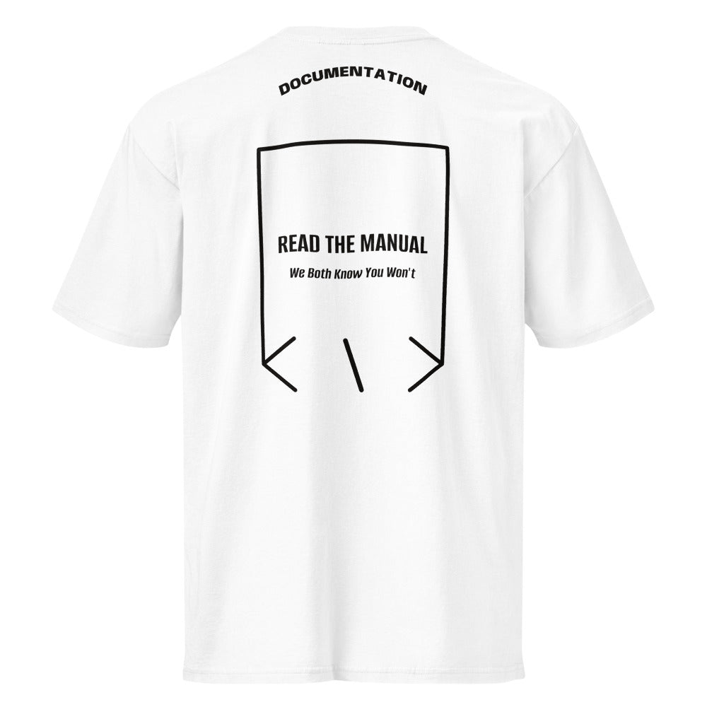 Read The Manual — White Black back mockup