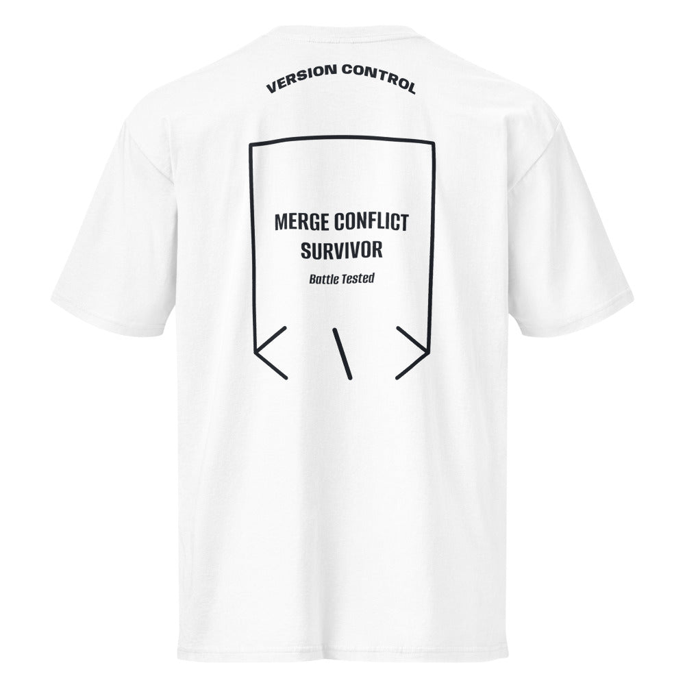 Merge Conflict Survivor — White Navy Blazer back mockup
