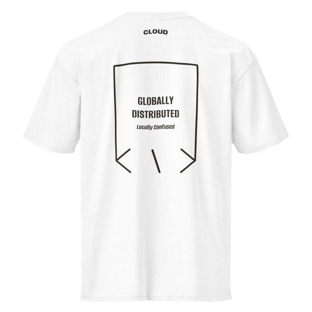 Globally Distributed — White Vintage Black back mockup