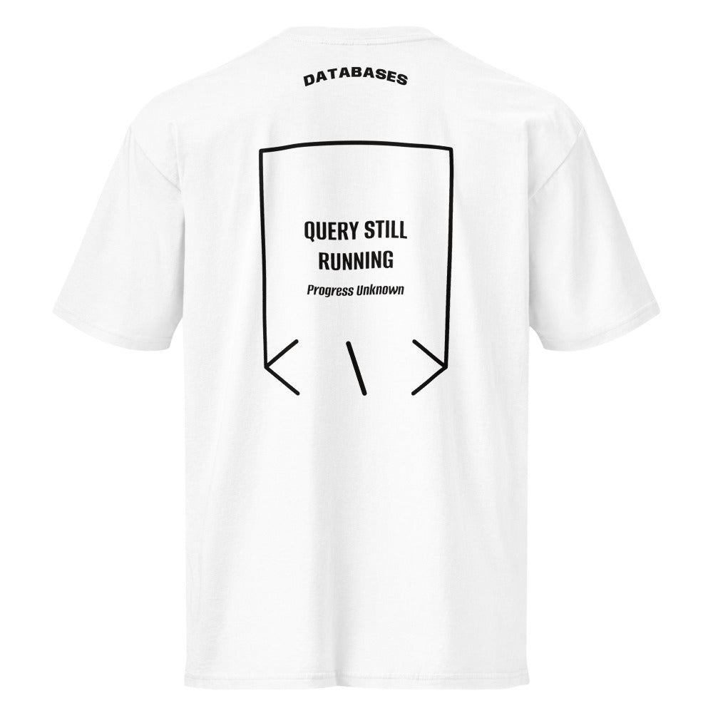 Query Still Running — White Black back mockup